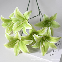 Fleurs artificielles en mousse plastique à 3 têtes, type lys, pour cérémonie de mariage, décoration de salle et de maison ; Fleurs artificielles imprimées en 3D ; Accessoires de photographie