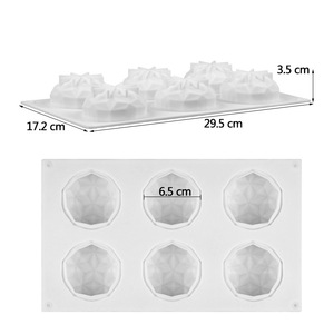 Moule en silicone 3D en forme de diamant à 6 cavités pour la pâtisserie, la décoration de gâteaux de mariage et les desserts - Product Image 3