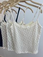 Débardeur en dentelle florale 100 % coton avec nœud pour femme, vêtement de printemps et d'été, haut de pyjama court pour l'intérieur