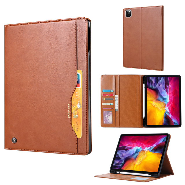 For iPad Air 13" Leather Case 2024 2025 6th M2 7th M3 Generation Slim Fit Portfolio Wallet Pocket Pencil Holder