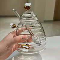 Pot en verre borosilicate moderne et élégant pour la cuisine, de qualité alimentaire, avec couvercle en plastique, pour miel, confiture, café, design hermétique