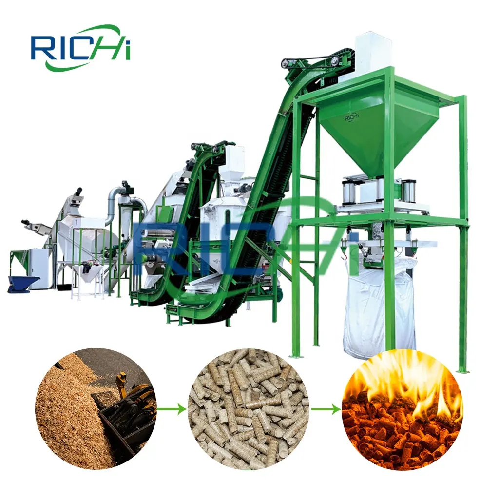 RICHI 1-20 T/H Biomass Sunflower Husk Hemp Straw Alfalfa Grass Sawdust Wood Pellet Production Line