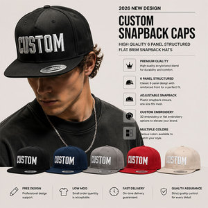 Nuovi <span class=keywords><strong>Cappellini</strong></span> Snapback 2026 con Logo Personalizzato, 6 Pannelli, Berretti da Baseball con Ricamo - Product Image 1