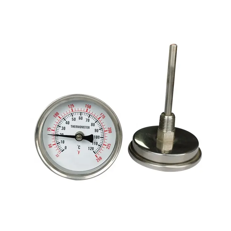 Medidor de temperatura de acero inoxidable para horno industrial, termómetro bimetálico 0-120C