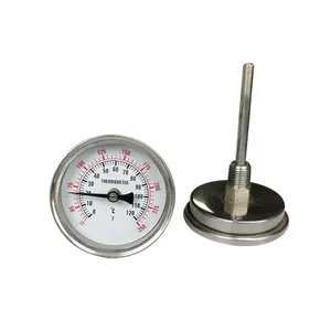 Termometer Bimetal Pengukur Suhu Industri Baja Tahan Karat 0-120C