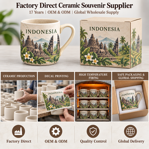 Taza de Cerámica de Recuerdo de Viaje a Asia e Indonesia, Taza de Café de Porcelana con Estampado del Templo <span class=keywords><strong>Borobudur</strong></span>, Regalos de Recuerdo al por Mayor - Product Image 6