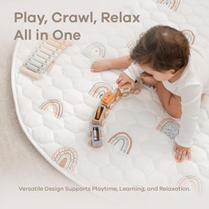 Tapis de jeu pliable et portable pour bébé Tapis de sol rond extra-épais et extra-large conçu pour les gymnases d'activité <span class=keywords><strong>rampant</strong></span> du temps du ventre - Product Image 3