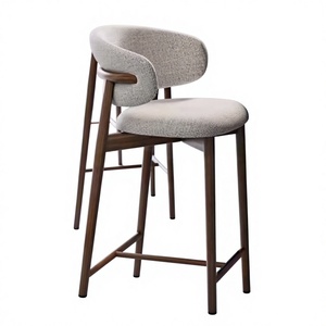 <span class=keywords><strong>Tabouret</strong></span> <span class=keywords><strong>de</strong></span> <span class=keywords><strong>bar</strong></span> moderne en bois massif <span class=keywords><strong>de</strong></span> style nordique avec dossier en tissu, chaise compacte pour cuisine et salle à manger, pour usage domestique et commercial - Product Image 1