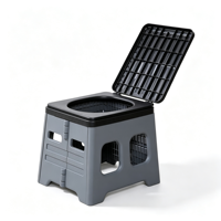 Toilettes portables, toilettes de camping, pot de toilette extérieur en plastique PP pour adultes avec couvercle, commode pliable pour le camping, le camping-car, la pêche, les situations d'urgence