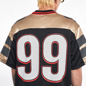 Maillot de football/soccer en maille respirante pour homme, col en V, 100 % coton, coupe oversize, avec impression personnalisée et blocs de couleur, par le fabricant - Product Image 4