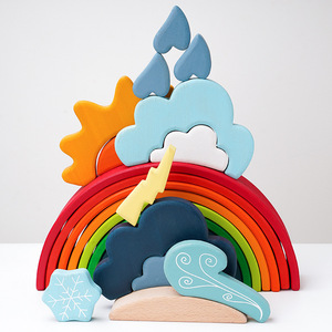 Wooden Weather <b>Building</b> <b>Blocks</b> Set For Children Early Education Creative Play 2 To 4 Years Old Unisex Toy - Product Image 2