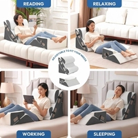 Oreiller compensé en mousse à mémoire de forme de qualité supérieure, réglable, pour soutien du dos, soulagement de la douleur, utilisation sur canapé, tête de lit, lit, lecture, portable