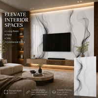 Plaque PVC MORLENX gris fumé effet marbre UV, longueur personnalisée 2440-2800mm, haute brillance pour projets de murs de fond TV