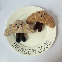 Porte-clés en peluche crochetée en coton doux, fait main, écologique, en forme de crème glacée, jouet de jeu d'imitation alimentaire, Amigurumi Kawaii, breloque de sac en forme 3D