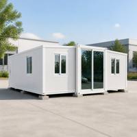 Casa Contenedor Modular de Doble Ala Expandible de Montaje Rápido, Cabina Portátil con Estructura de Acero y Múltiples Habitaciones para Edificio de Oficinas