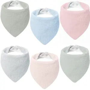 Muslin Baby Solid Bibs Baby Bandana Drool Bibs Colors Bib For Babies For Unisex Boys Girls Solid 100% Cotton Plain Dyed Support