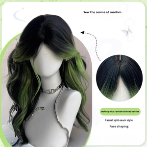 วิกผมผู้หญิง ไฮไลท์<span class=keywords><strong>ทรง</strong></span><span class=keywords><strong>ผม</strong></span>หน้าม้ารูปเลข 8 <span class=keywords><strong>ผม</strong></span><span class=keywords><strong>ยาว</strong></span>หยิกสีเขียวมรกต แสกกลาง ลอนใหญ่ สไตล์สาว<span class=keywords><strong>เซ็กซี่</strong></span> ปิดเต็มศีรษะ ลอนธรรมชาติ - Product Image 2