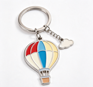 Llavero de metal con globo aerostático, llavero de aleación esmaltada, colgante de nube colorida, regalo, recuerdo - Product Image 4