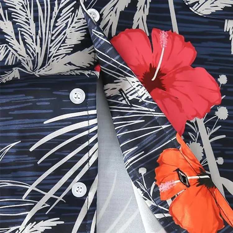 Fabrika doğrudan satış % 100% pamuk Polyester yeni tasarım tatil plaj Hawaiian gömlek