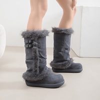 Bottines à plateforme en daim pour femmes, bottes hautes à la cheville, chaudes pour l'hiver, antidérapantes, doublées de fausse fourrure, bottes courtes décontractées pour femmes