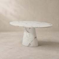Table à manger ovale moderne en pierre artificielle marbrée, piétement unique, finition mate, 6 places, personnalisable pour la maison, l'hôtel, la villa