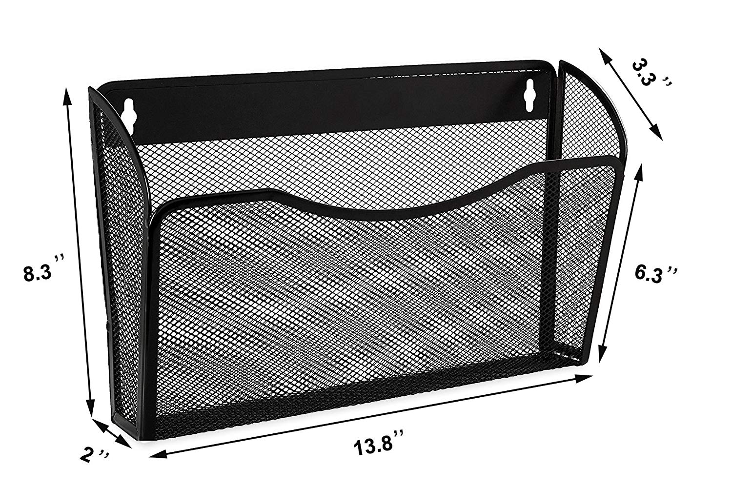 IOUGDSEC 6-Tier Mesh Wall File Holder Organizer With Bottom Flat Tray, Vertical Hanging File Organizer, Office Hanging File Folder Magazine Rack
