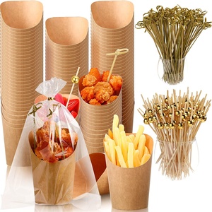 Boîtes de poulet frit cône frites frites imprimées sur mesure porte-gaufre à la crème glacée en papier kraft - Product Image 3