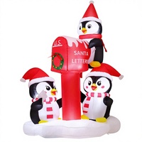 Décorations de Noël gonflables GOOSH 6,5 pieds, pingouins pour extérieur/intérieur, jardin, pelouse, 3 pingouins, boîte aux lettres de Père Noël, LED intégrées, fabrication