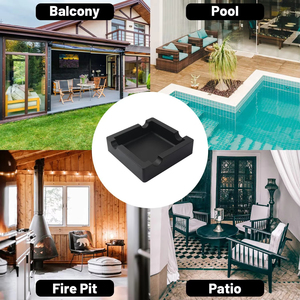 Cendrier en silicone pour cigares, grand cendrier d'extérieur pour patio, quatre fentes, accessoires pour fumeurs, résistant à la chaleur, incassable, carré - Product Image 3