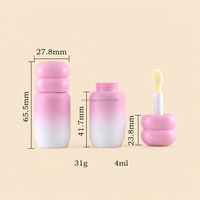 Fabricants de tubes de gloss à lèvres mignons à grande brosse, emballage unique pour maquillage, conteneur de 4 ml, vente en gros, impression de logo personnalisée, cosmétique