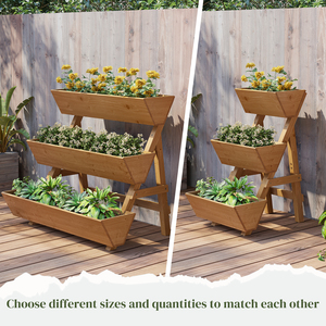 Jardinière surélevée classique en <span class=keywords><strong>bois</strong></span> à 3 niveaux avec trous de drainage <span class=keywords><strong>pour</strong></span> une utilisation intérieure/extérieure, petite taille <span class=keywords><strong>pour</strong></span> fleurs/légumes/plantes - Product Image 6