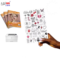 Stiker Tato Air Anak A.DSon untuk Transfer Printer Laser, Kertas Tato Temporer Warna Jernih Ukuran A4 untuk Tubuh dan Wajah