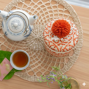 Handwoven Eco-Friendly Modern Round Bamboo <b>Storage</b> <b>Box</b> with Lid | Unique Ramadan Eid Gift Basket for Dry Food & Chocolates - Product Image 5