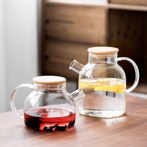 Tetera de Vidrio Simple de 600ml, 1000ml, 1800ml con Tapa de Bambú para Té de Hojas Sueltas y Té de Flores - Product Image 2