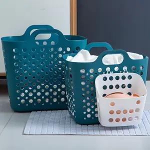 内置双手柄的塑料洗衣篮，带可拆卸盒子的全通风洗衣篮