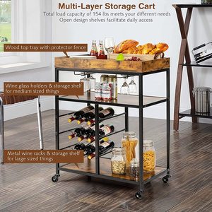 Multifunctional <b>hand</b>-operated food <b>cart</b> for home use; simple and stylish design; commercial use for hotels; large-capacity - Product Image 3