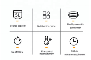 Cuisinière à <span class=keywords><strong>riz</strong></span> électrique numérique multifonctionnelle Silver Crest 5L, automatique, intelligente, écran tactile LCD, antiadhésive, pour la maison et le commerce - Product Image 6