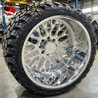Jantes forgées à rayons en H profondes 20x10/22x12/24x14 pour camions Ford/Chevy/GMC/Dodge, design ET négatif, compatibles avec les véhicules rehaussés