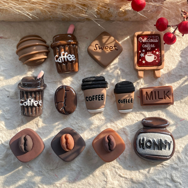 Coffee Set Cartoon Resin Accessories Diy Mobile Phone Caseslime Charms Bulk Assorted Charms Junkphone case