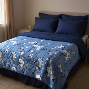 Manta Acolchada Vianney Arctic, Tamaño King y Queen, Microfibra Afelpada, Ropa de Cama de Invierno, Diseño Floral, Estilo Moderno - Product Image 2