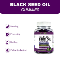 Gummies à l'huile noire 60 Vegan, complément alimentaire pour le soutien immunitaire, la peau et les cheveux, saveur cerise, OEM/ODM, étiquette privée, approvisionnement en vrac