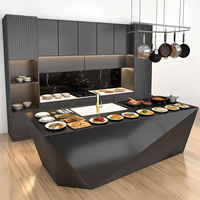 Meubles de cuisine modulaires laqués sur mesure, armoires de cuisine en contreplaqué à fermeture amortie, meubles de luxe pour toute la maison pour projet de villa