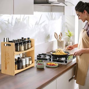 Produits écologiques 2023, étagère à épices en bambou, organisateur d'épices, étagère d'angle pour la cuisine - Product Image 6