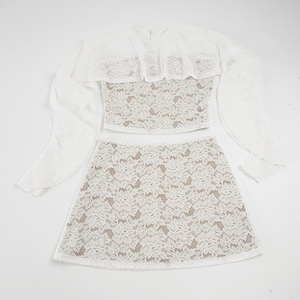 Women's Elegant Lace Solid Color Tube Top & Bolero <b>Set</b> – Strapless Bustier with Shrug - Product Image 2