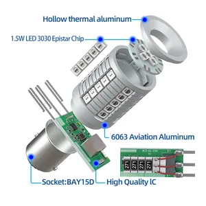 Canbus Weiß Bernstein 3157 T20 Ba15S Ba15D Bau15S P21W Py21W 1156 1157 7440 7443 LED-Lampe Autos ignal leuchte