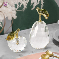 Décoration de bureau originale en émail couleur feuille d'or artisanat léger luxe cristal clair pomme poire pour la décoration intérieure