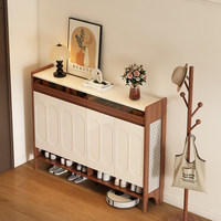 Meuble d'entrée mural moderne en bois massif, armoire à chaussures avec panneaux perforés respirants, grande capacité, rangement 5 niveaux