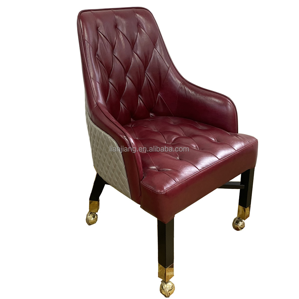 Lianjiang Макао казино стулья баккара стол покер стул кожа Классический роскошный красный и бежевый