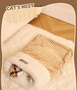 Tempat Tidur Hewan Peliharaan Kucing & Anjing Portabel Berbahan Katun Beludru Tebal Korduroi Bulu Domba, Desain Aman, Tanpa Perakitan, untuk Musim Gugur & Dingin - Product Image 4