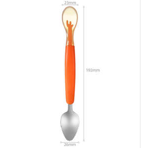 Juego de cucharas para alimentación de bebés 2 en 1, silicona nano plateada y acero inoxidable 304, cuchara de doble cabezal, diseño suave y resistente para raspar y alimentar - Product Image 2